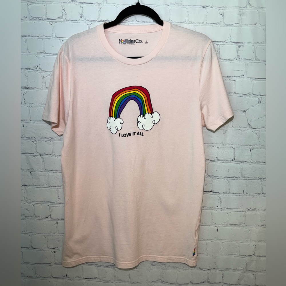 Hollister Co. size large pale pink pride short sleeve t-shirt